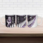 New Zealand Silver Fern Rugby Custom Ceramic Mug Go All Black Purple Maori Paua Shell - Aussie Hoodie