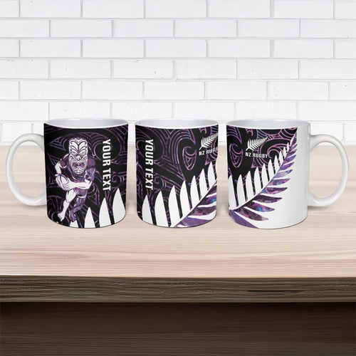 New Zealand Silver Fern Rugby Custom Ceramic Mug Go All Black Purple Maori Paua Shell - Aussie Hoodie