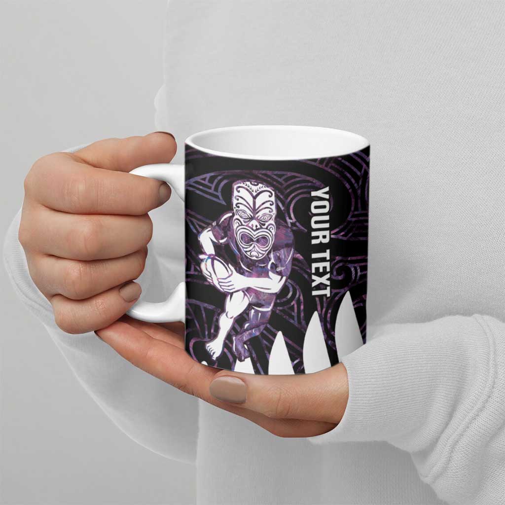New Zealand Silver Fern Rugby Custom Ceramic Mug Go All Black Purple Maori Paua Shell - Aussie Hoodie