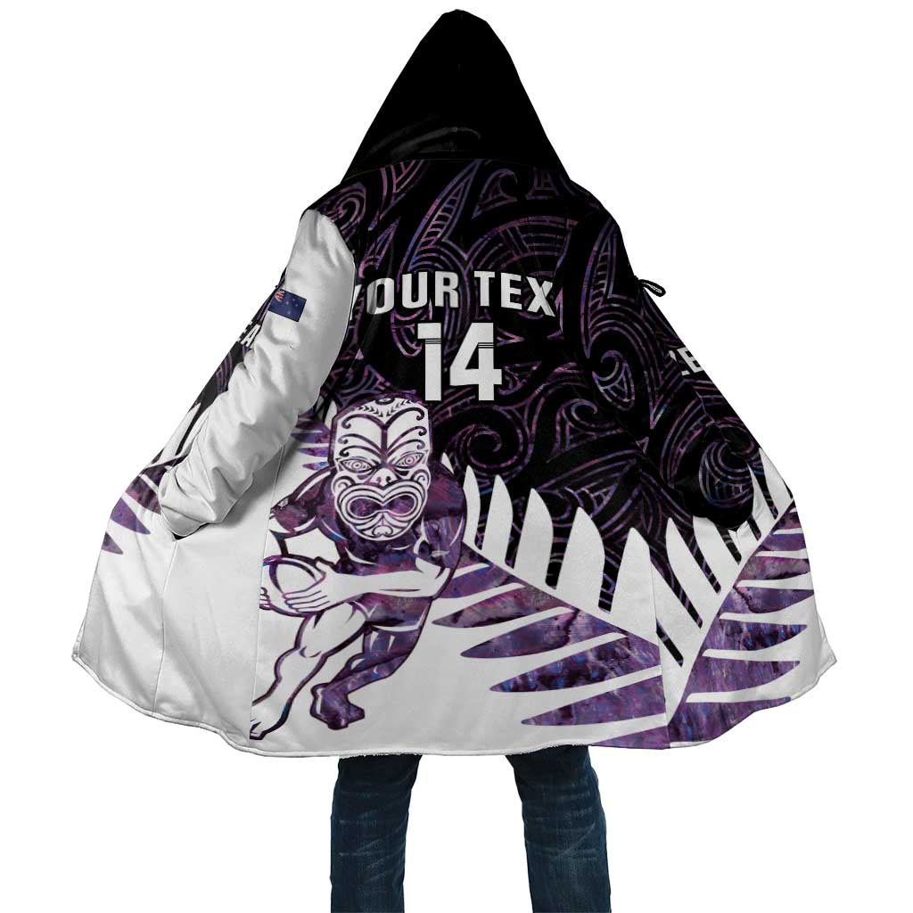 New Zealand Silver Fern Rugby Custom Cloak Go All Black Purple Maori Paua Shell - Aussie Hoodie