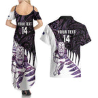New Zealand Silver Fern Rugby Custom Couples Matching Summer Maxi Dress and Hawaiian Shirt Go All Black Purple Maori Paua Shell - Aussie Hoodie