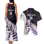 New Zealand Silver Fern Rugby Custom Couples Matching Tank Maxi Dress and Hawaiian Shirt Go All Black Purple Maori Paua Shell - Aussie Hoodie