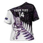 New Zealand Silver Fern Rugby Custom Cross Shoulder Shirt Go All Black Purple Maori Paua Shell - Aussie Hoodie