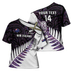 New Zealand Silver Fern Rugby Custom Cross Shoulder Shirt Go All Black Purple Maori Paua Shell - Aussie Hoodie