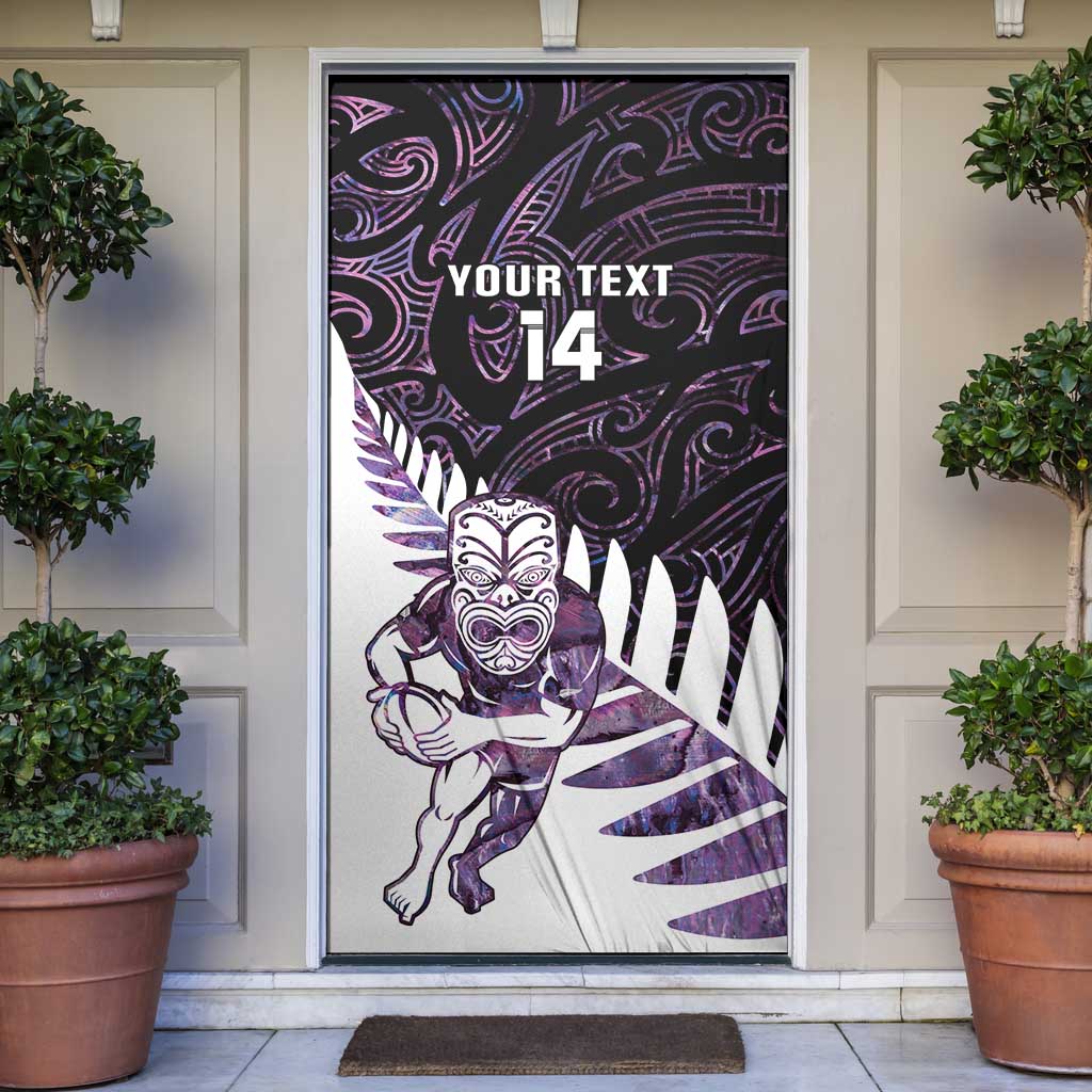 New Zealand Silver Fern Rugby Custom Door Cover Go All Black Purple Maori Paua Shell - Aussie Hoodie