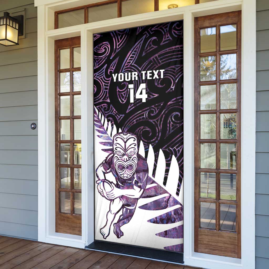 New Zealand Silver Fern Rugby Custom Door Cover Go All Black Purple Maori Paua Shell - Aussie Hoodie