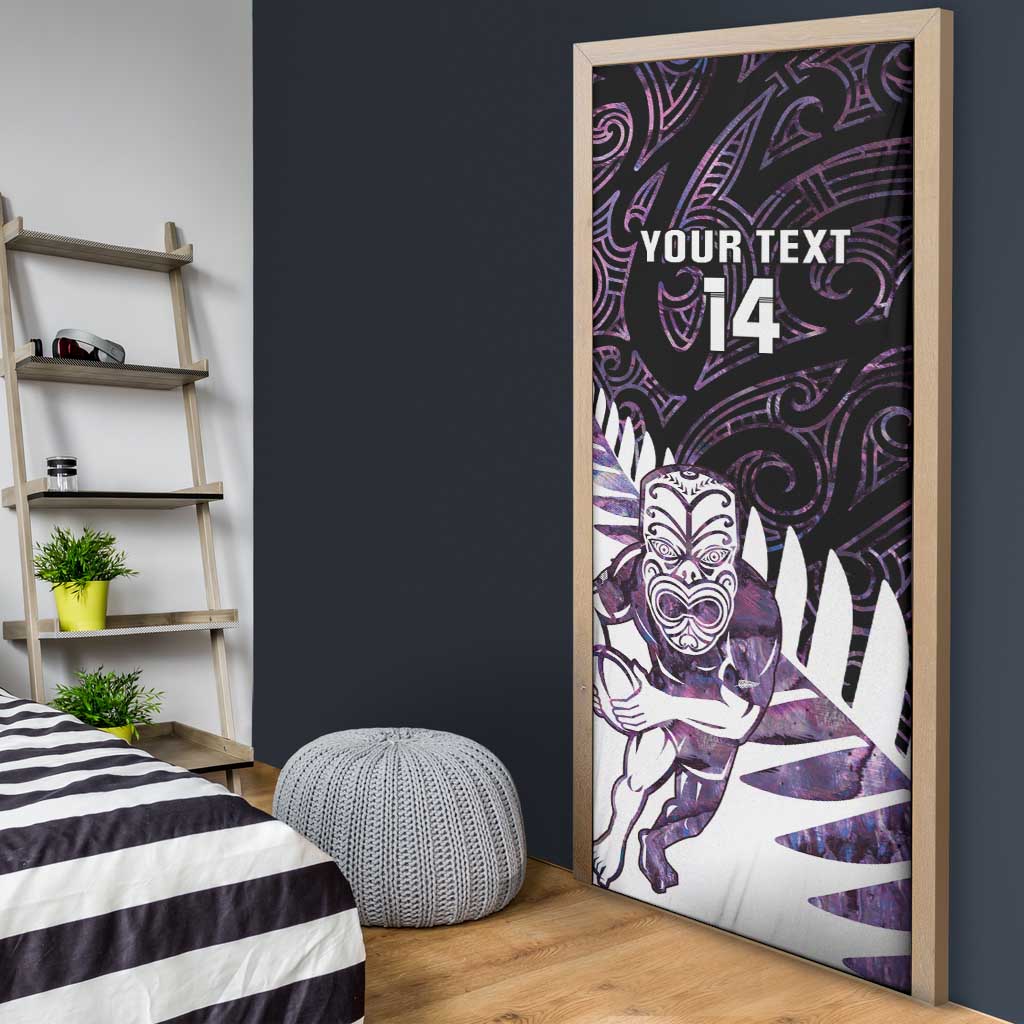 New Zealand Silver Fern Rugby Custom Door Cover Go All Black Purple Maori Paua Shell - Aussie Hoodie