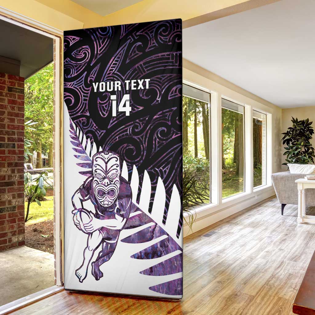 New Zealand Silver Fern Rugby Custom Door Cover Go All Black Purple Maori Paua Shell - Aussie Hoodie