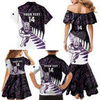 New Zealand Silver Fern Rugby Custom Family Matching Mermaid Dress and Hawaiian Shirt Go All Black Purple Maori Paua Shell - Aussie Hoodie