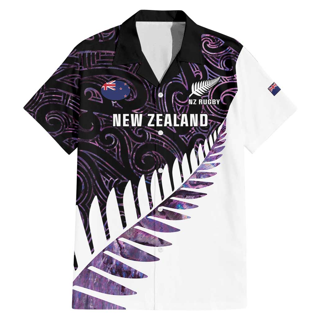 New Zealand Silver Fern Rugby Custom Family Matching Mermaid Dress and Hawaiian Shirt Go All Black Purple Maori Paua Shell - Aussie Hoodie