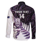 New Zealand Silver Fern Rugby Custom Family Matching Off Shoulder Maxi Dress and Hawaiian Shirt Go All Black Purple Maori Paua Shell - Aussie Hoodie