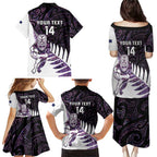 New Zealand Silver Fern Rugby Custom Family Matching Puletasi and Hawaiian Shirt Go All Black Purple Maori Paua Shell - Aussie Hoodie