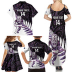 New Zealand Silver Fern Rugby Custom Family Matching Summer Maxi Dress and Hawaiian Shirt Go All Black Purple Maori Paua Shell - Aussie Hoodie