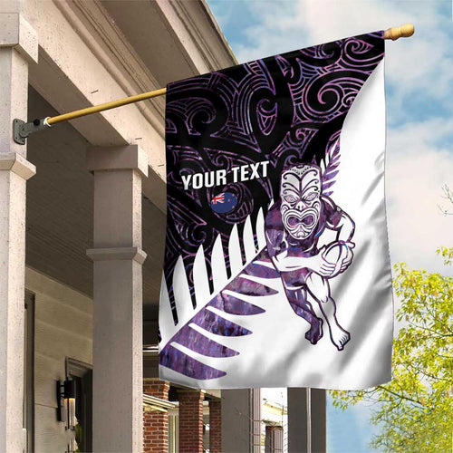 New Zealand Silver Fern Rugby Custom Garden Flag Go All Black Purple Maori Paua Shell - Aussie Hoodie