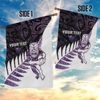 New Zealand Silver Fern Rugby Custom Garden Flag Go All Black Purple Maori Paua Shell - Aussie Hoodie