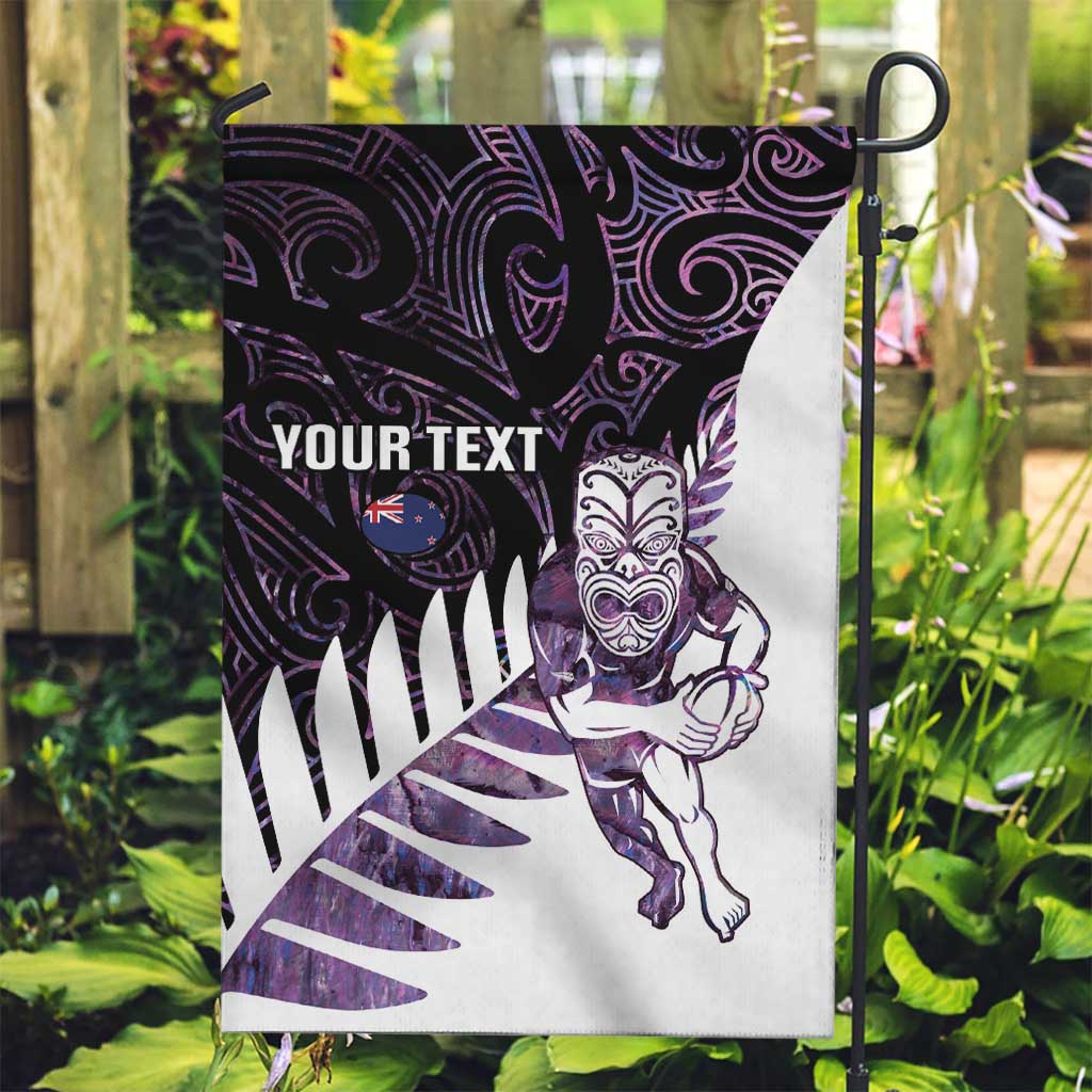 New Zealand Silver Fern Rugby Custom Garden Flag Go All Black Purple Maori Paua Shell - Aussie Hoodie
