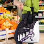 New Zealand Silver Fern Rugby Custom Grocery Bag Go All Black Purple Maori Paua Shell - Aussie Hoodie