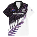 New Zealand Silver Fern Rugby Custom Hawaiian Shirt Go All Black Purple Maori Paua Shell - Aussie Hoodie