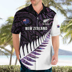 New Zealand Silver Fern Rugby Custom Hawaiian Shirt Go All Black Purple Maori Paua Shell - Aussie Hoodie
