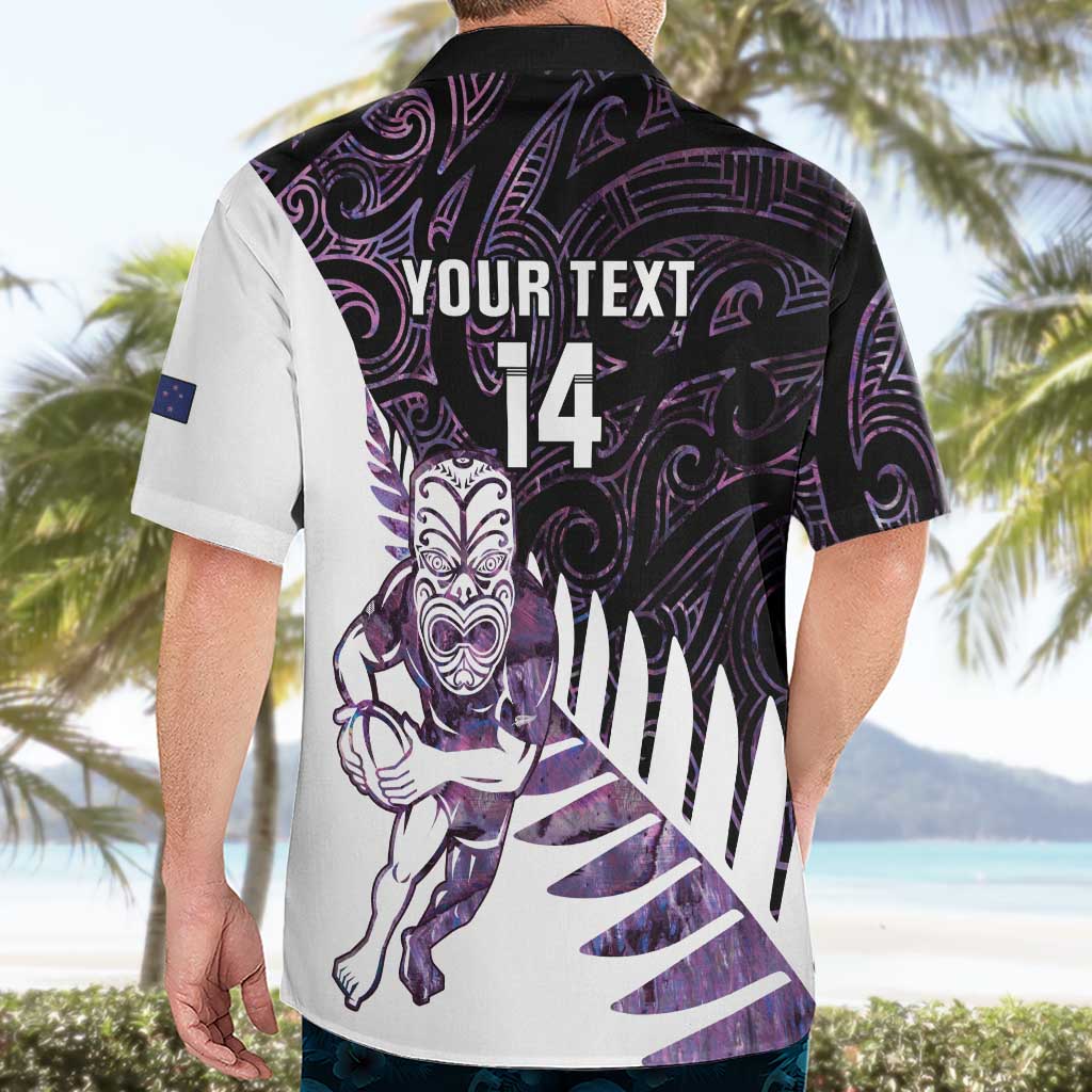 New Zealand Silver Fern Rugby Custom Hawaiian Shirt Go All Black Purple Maori Paua Shell - Aussie Hoodie