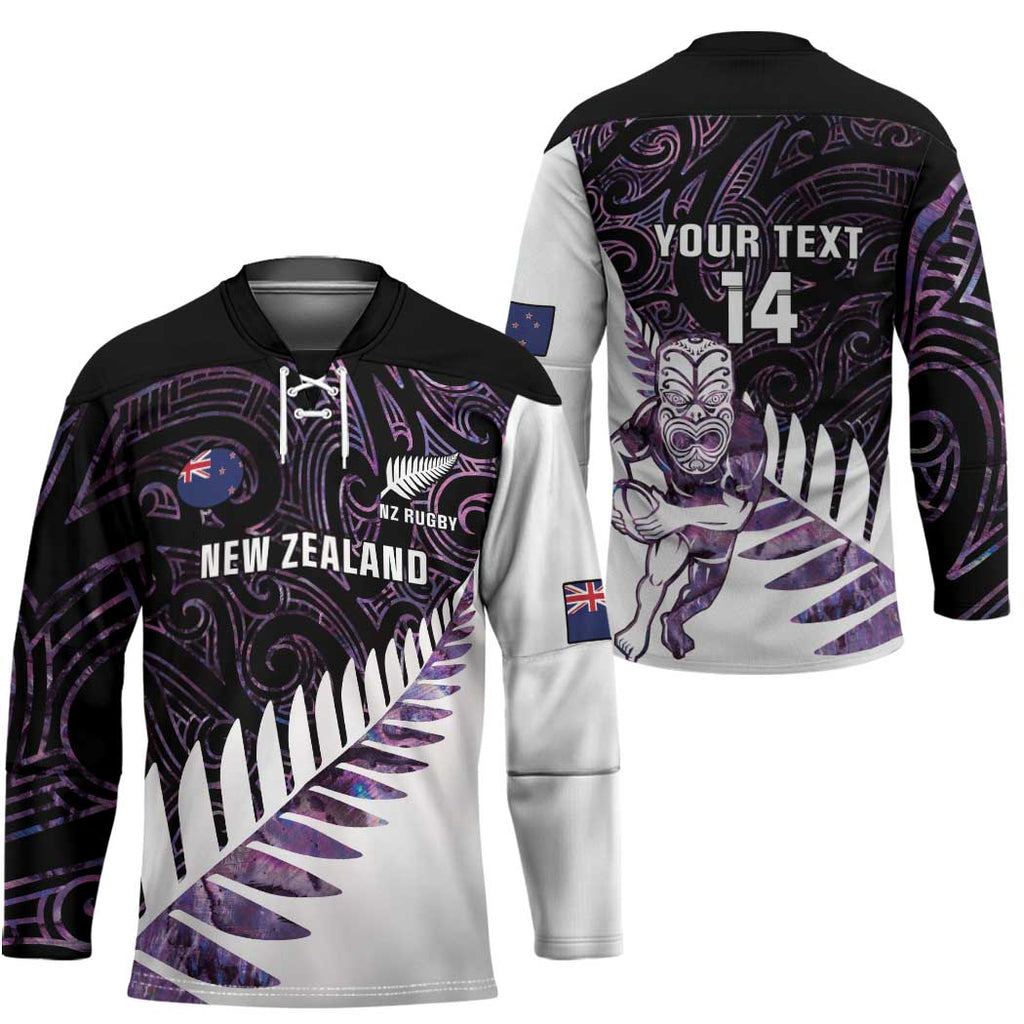 New Zealand Silver Fern Rugby Custom Hockey Jersey Go All Black Purple Maori Paua Shell - Aussie Hoodie