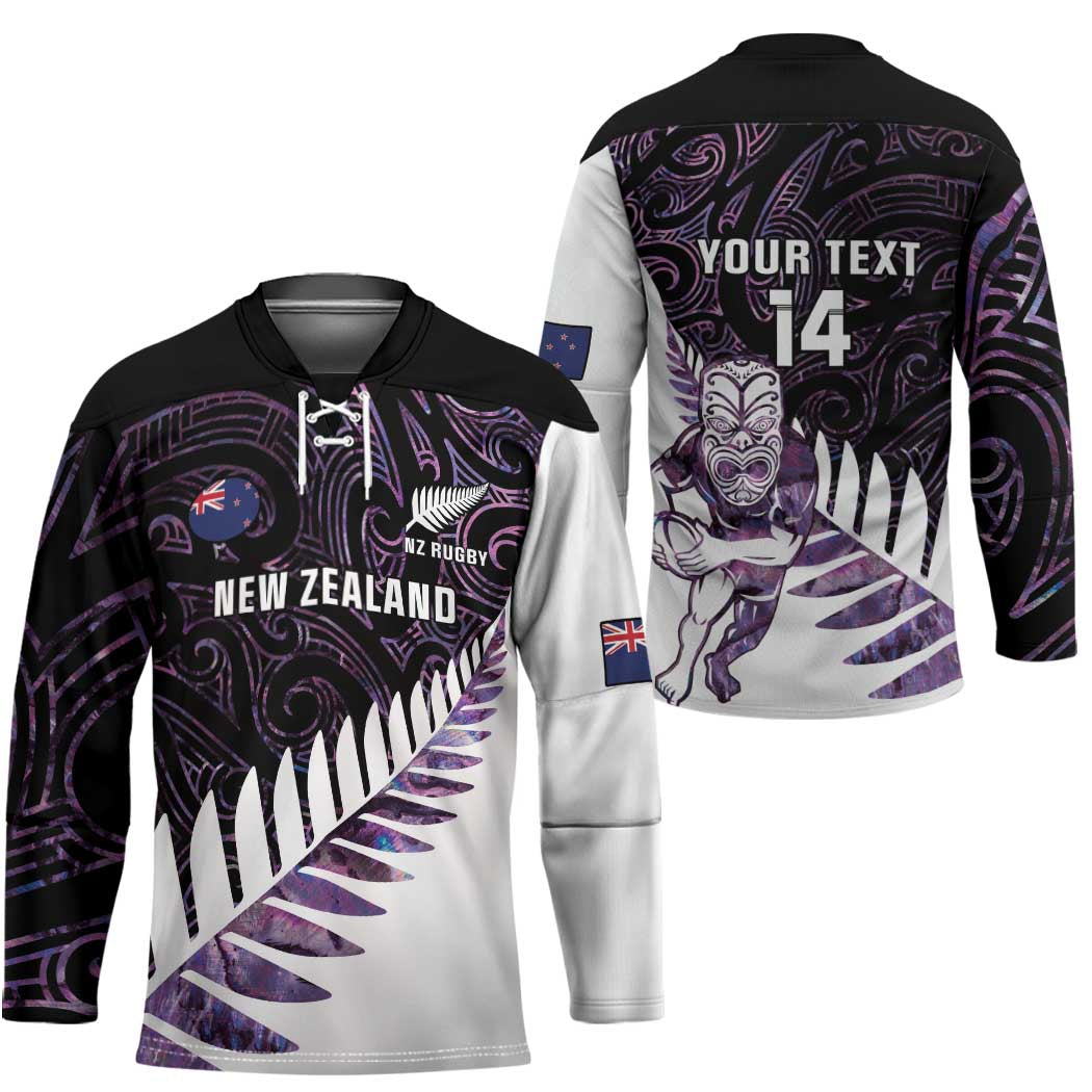 New Zealand Silver Fern Rugby Custom Hockey Jersey Go All Black Purple Maori Paua Shell - Aussie Hoodie