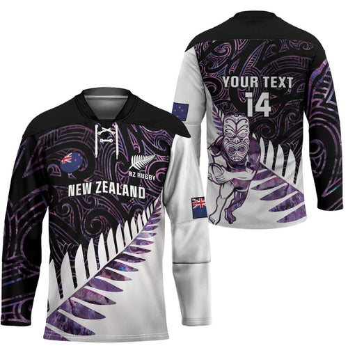 New Zealand Silver Fern Rugby Custom Hockey Jersey Go All Black Purple Maori Paua Shell - Aussie Hoodie