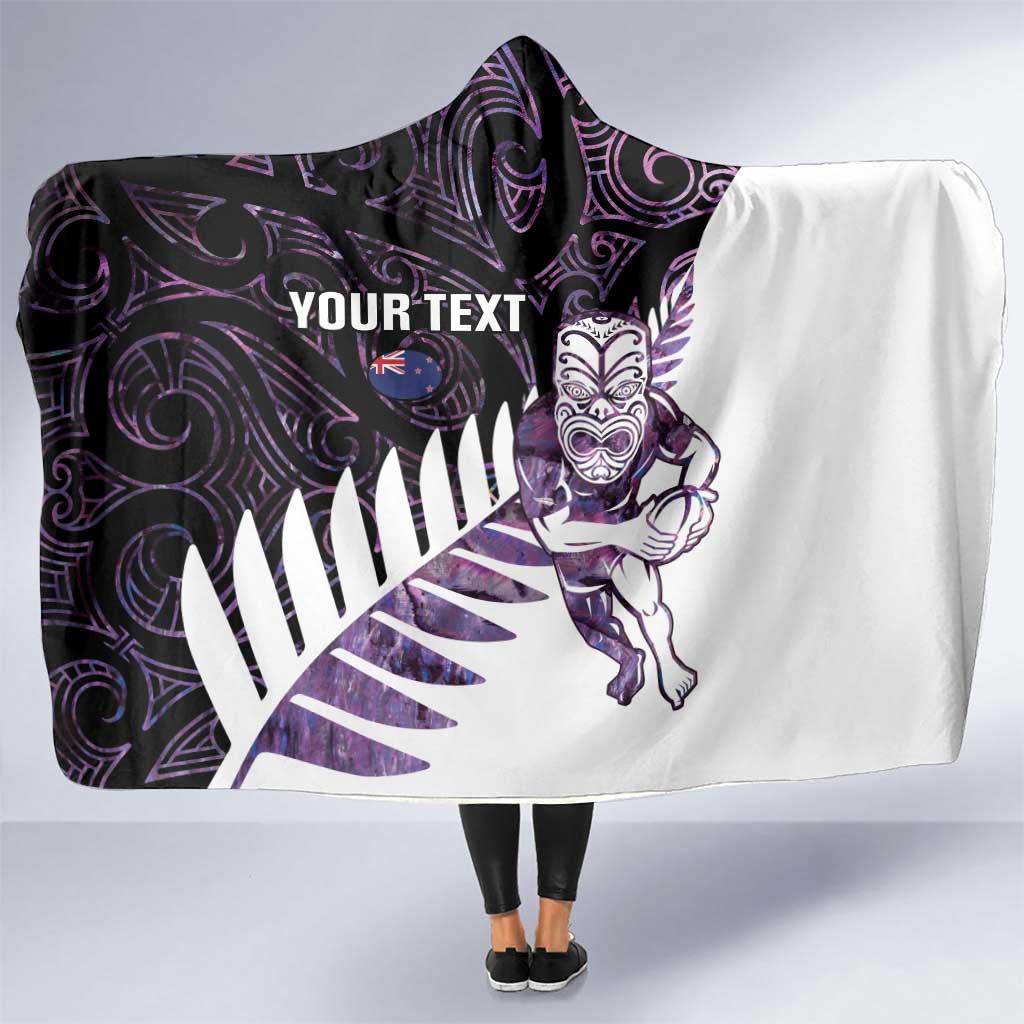 New Zealand Silver Fern Rugby Custom Hooded Blanket Go All Black Purple Maori Paua Shell - Aussie Hoodie