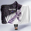 New Zealand Silver Fern Rugby Custom Hooded Blanket Go All Black Purple Maori Paua Shell - Aussie Hoodie