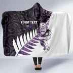 New Zealand Silver Fern Rugby Custom Hooded Blanket Go All Black Purple Maori Paua Shell - Aussie Hoodie