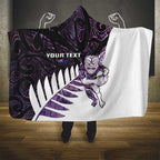 New Zealand Silver Fern Rugby Custom Hooded Blanket Go All Black Purple Maori Paua Shell - Aussie Hoodie