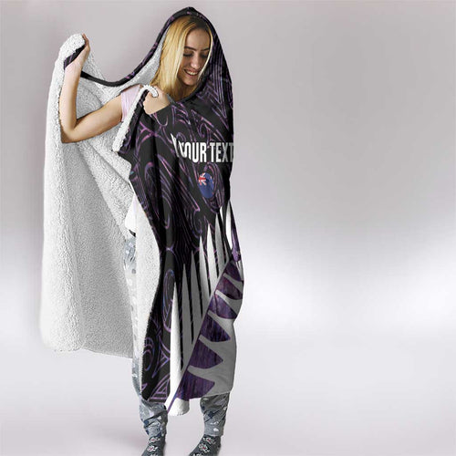 New Zealand Silver Fern Rugby Custom Hooded Blanket Go All Black Purple Maori Paua Shell - Aussie Hoodie
