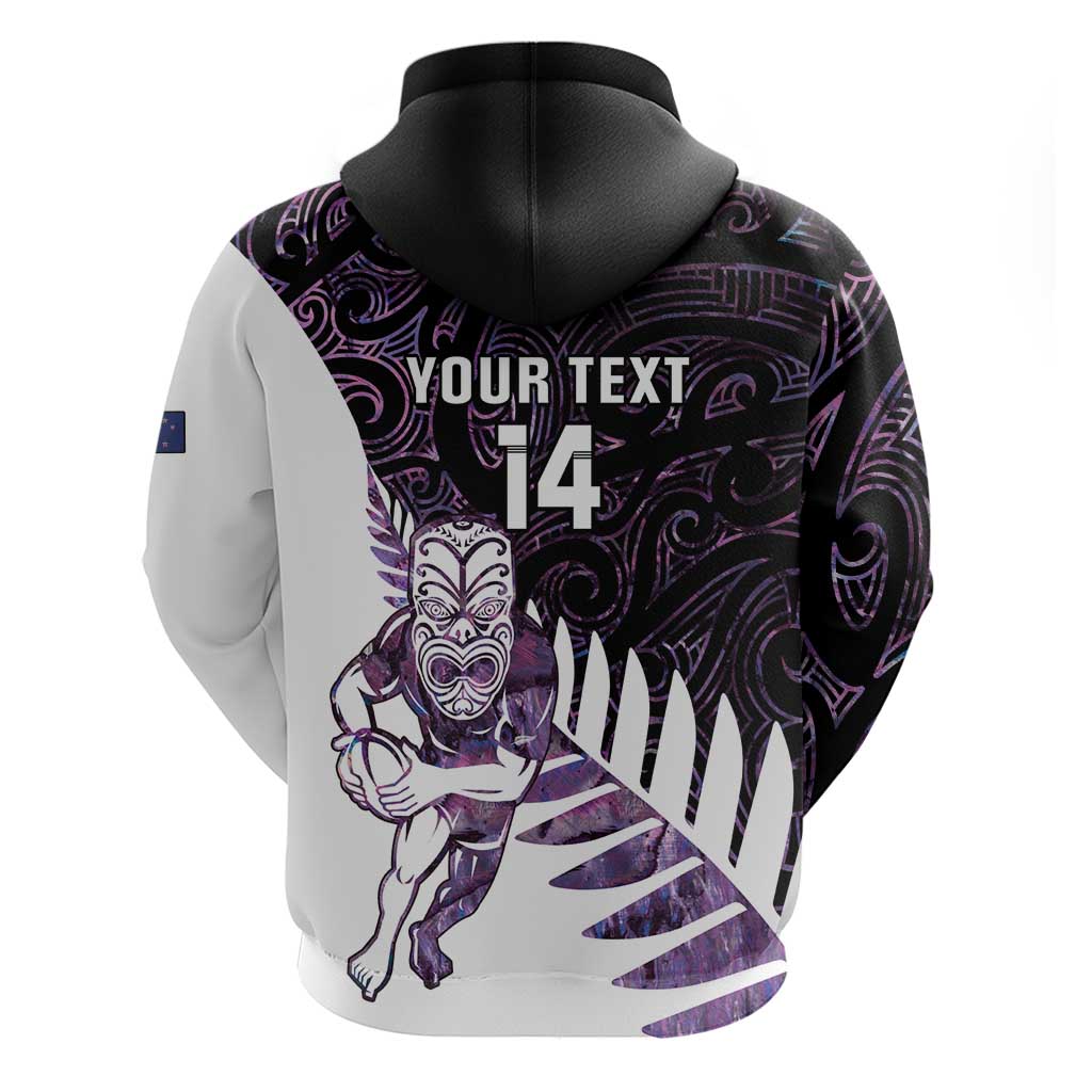 New Zealand Silver Fern Rugby Custom Hoodie Go All Black Purple Maori Paua Shell - Aussie Hoodie