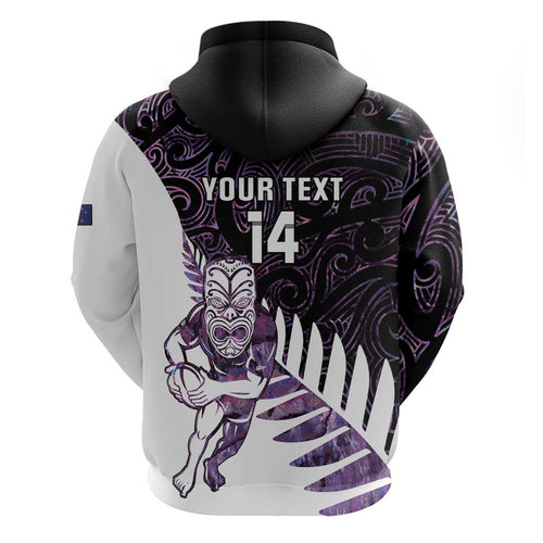 New Zealand Silver Fern Rugby Custom Hoodie Go All Black Purple Maori Paua Shell - Aussie Hoodie