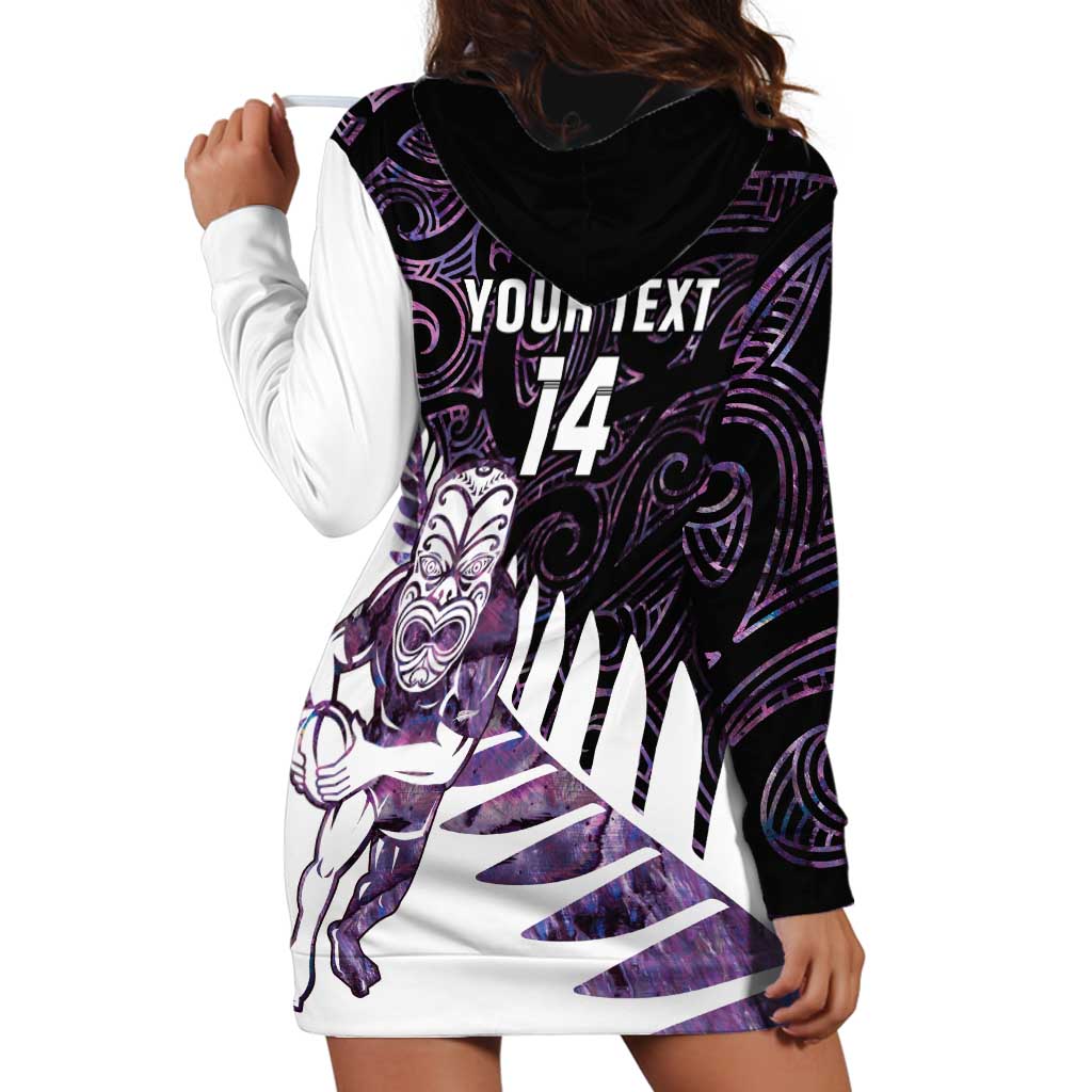 New Zealand Silver Fern Rugby Custom Hoodie Dress Go All Black Purple Maori Paua Shell - Aussie Hoodie