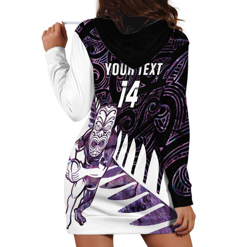 New Zealand Silver Fern Rugby Custom Hoodie Dress Go All Black Purple Maori Paua Shell - Aussie Hoodie