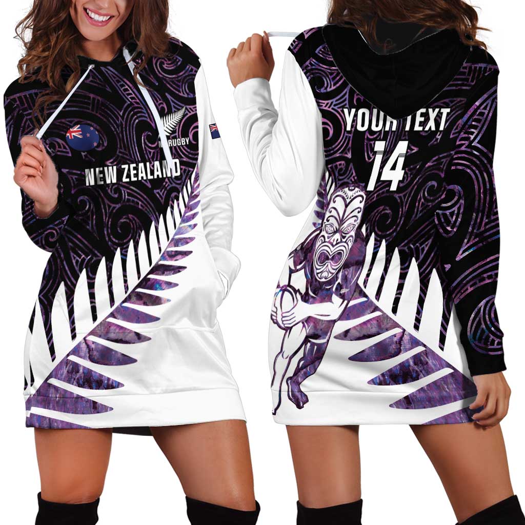 New Zealand Silver Fern Rugby Custom Hoodie Dress Go All Black Purple Maori Paua Shell - Aussie Hoodie