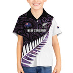 New Zealand Silver Fern Rugby Custom Kid Hawaiian Shirt Go All Black Purple Maori Paua Shell - Aussie Hoodie