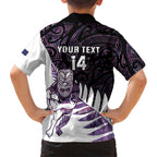 New Zealand Silver Fern Rugby Custom Kid Hawaiian Shirt Go All Black Purple Maori Paua Shell - Aussie Hoodie