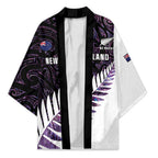 New Zealand Silver Fern Rugby Custom Kimono Go All Black Purple Maori Paua Shell - Aussie Hoodie