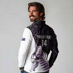 New Zealand Silver Fern Rugby Custom Long Sleeve Polo Shirt Go All Black Purple Maori Paua Shell - Aussie Hoodie