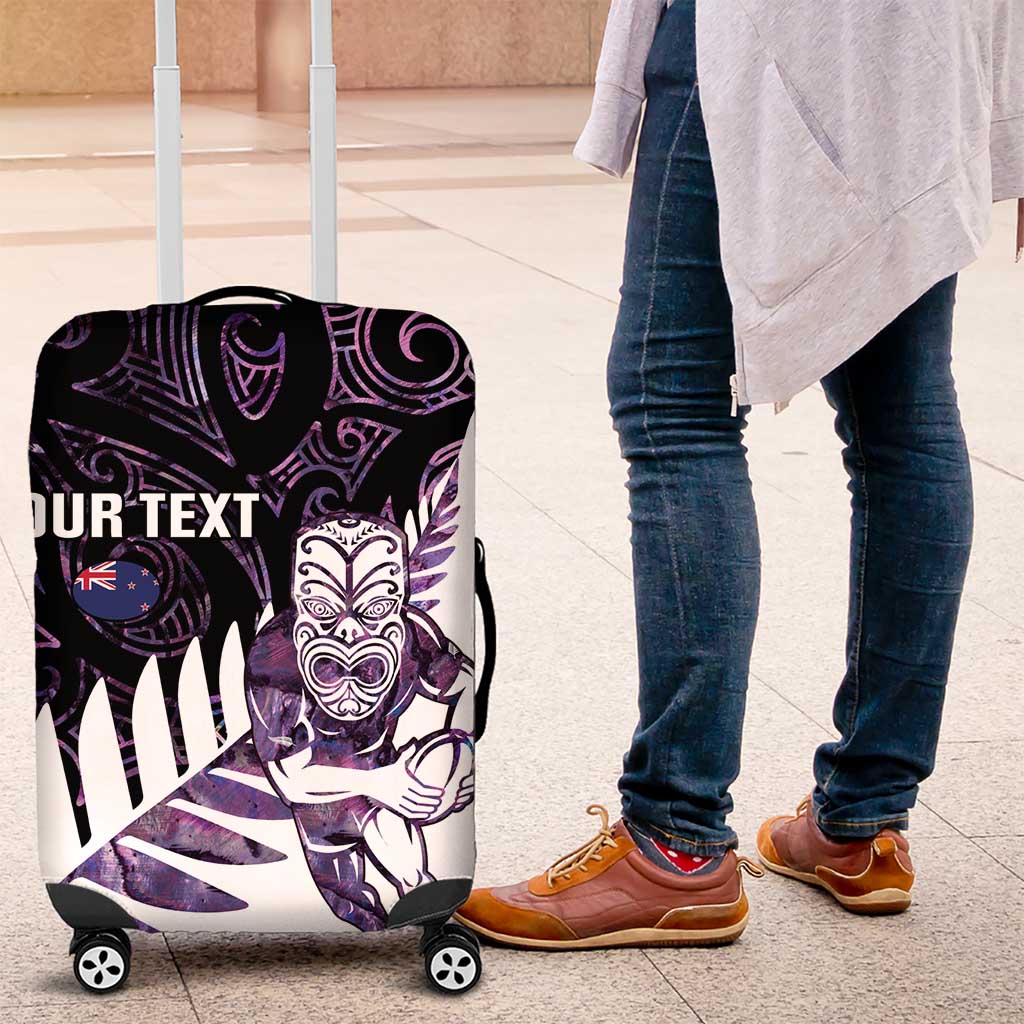 New Zealand Silver Fern Rugby Custom Luggage Cover Go All Black Purple Maori Paua Shell - Aussie Hoodie