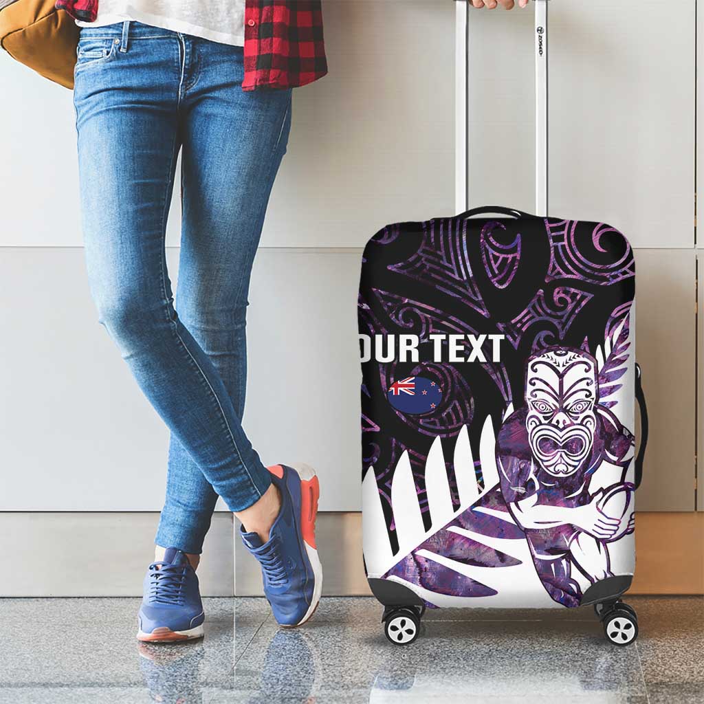 New Zealand Silver Fern Rugby Custom Luggage Cover Go All Black Purple Maori Paua Shell - Aussie Hoodie
