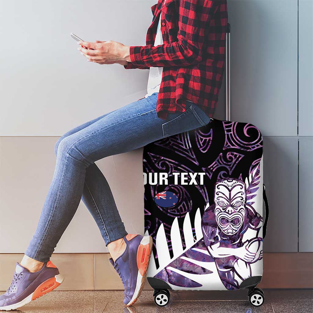New Zealand Silver Fern Rugby Custom Luggage Cover Go All Black Purple Maori Paua Shell - Aussie Hoodie