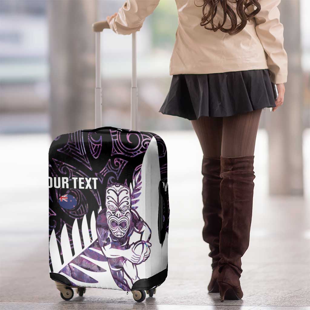 New Zealand Silver Fern Rugby Custom Luggage Cover Go All Black Purple Maori Paua Shell - Aussie Hoodie