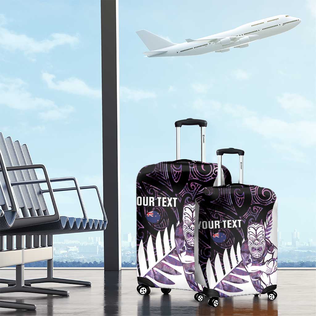 New Zealand Silver Fern Rugby Custom Luggage Cover Go All Black Purple Maori Paua Shell - Aussie Hoodie