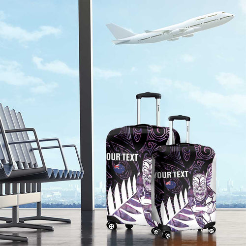 New Zealand Silver Fern Rugby Custom Luggage Cover Go All Black Purple Maori Paua Shell - Aussie Hoodie