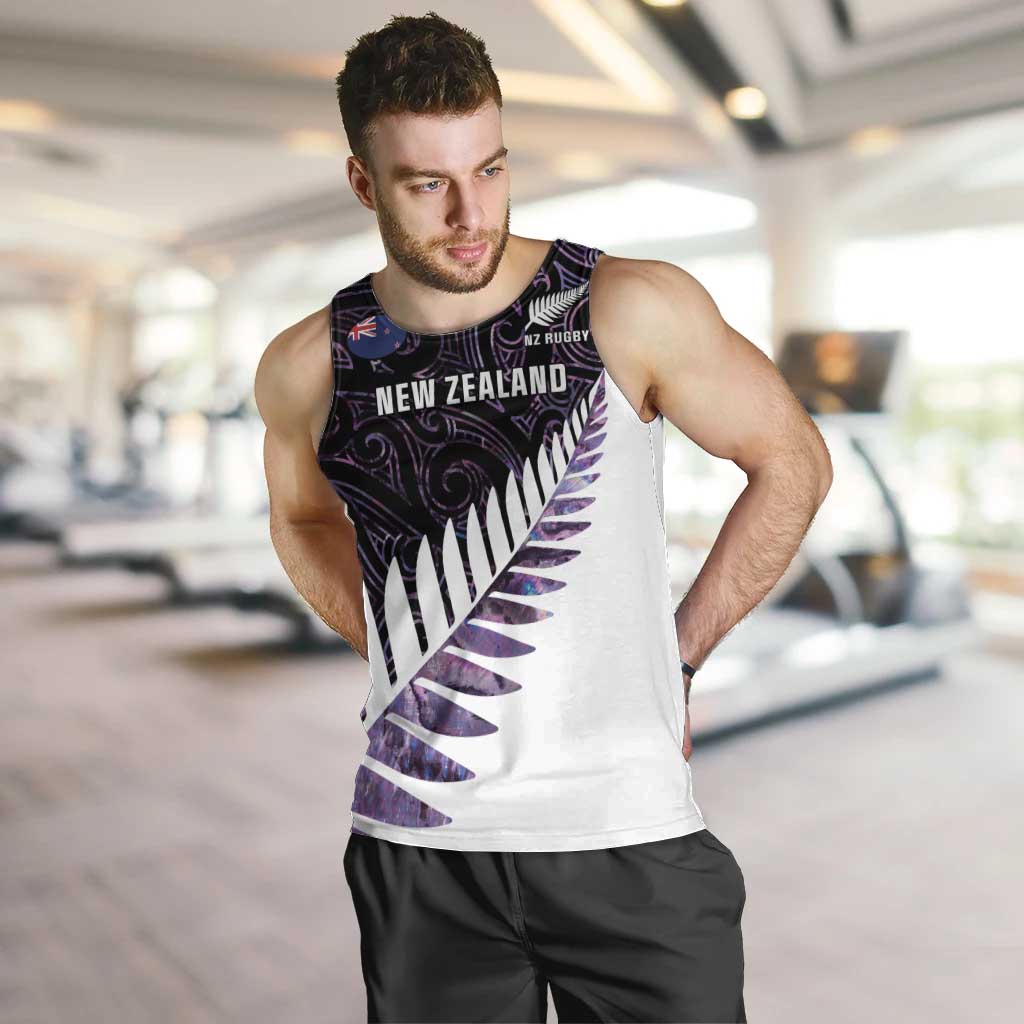 New Zealand Silver Fern Rugby Custom Men Tank Top Go All Black Purple Maori Paua Shell - Aussie Hoodie