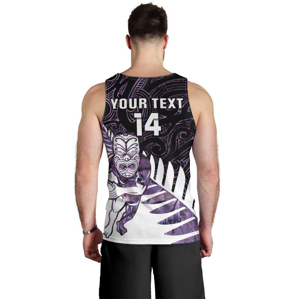 New Zealand Silver Fern Rugby Custom Men Tank Top Go All Black Purple Maori Paua Shell - Aussie Hoodie