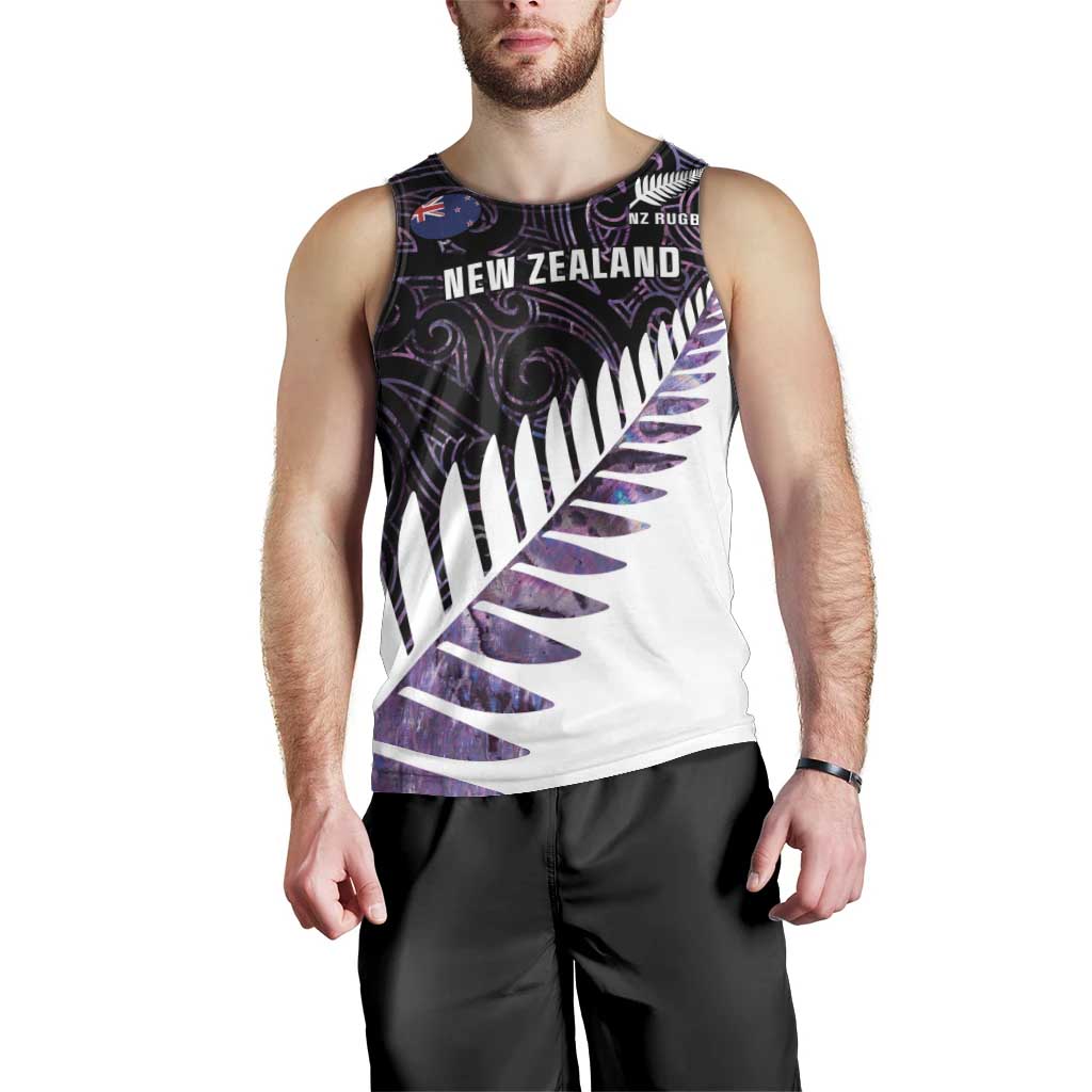 New Zealand Silver Fern Rugby Custom Men Tank Top Go All Black Purple Maori Paua Shell - Aussie Hoodie